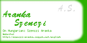 aranka szenczi business card